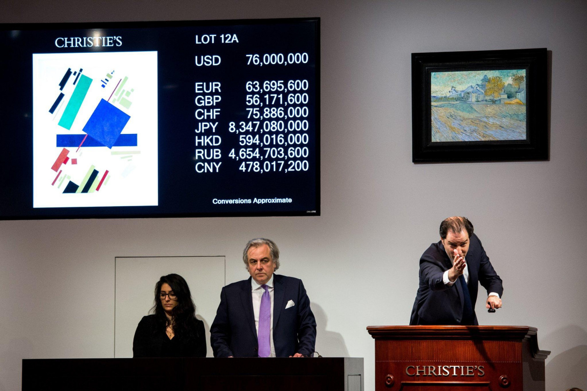 Malevich's painting sold for $85 million at Christie's setting a new benchmark for the artist