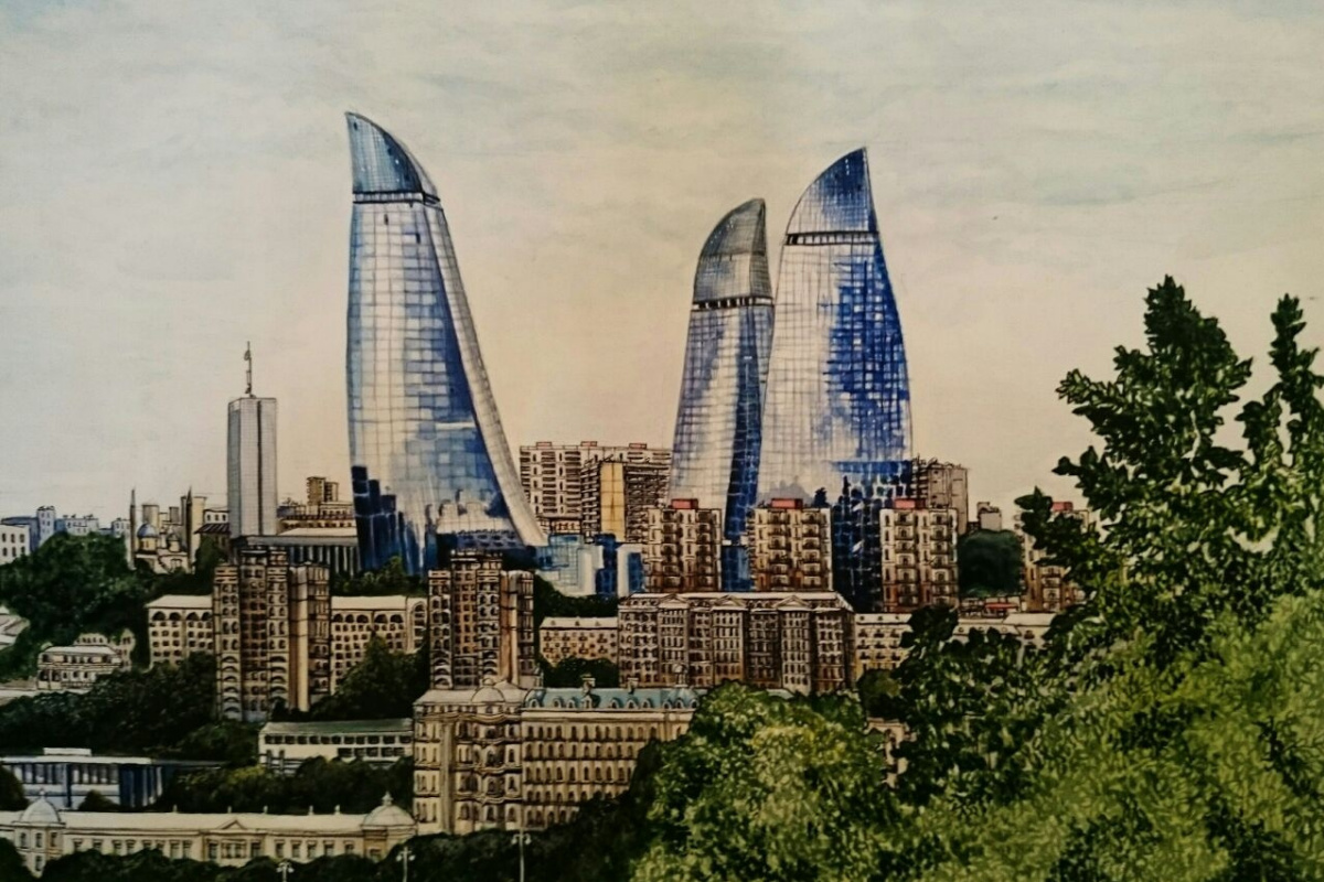 Кенан Мамедов. "Flame tower in Azerbaijan"