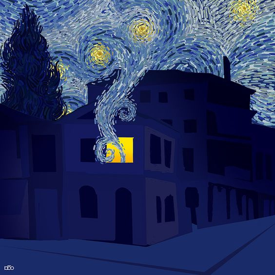 Звездная, звездная ночь. Трогательные истории о Ван Гоге от иранского карикатуриста Могаддам, Могаддама, среди, художник, художников, иллюстрации, своих, Карими, Алиреза, оммажи, встретить, можно, рисунки, Винсента, картины, вдохновения, работ, наблюдающим, разглядывая, самому