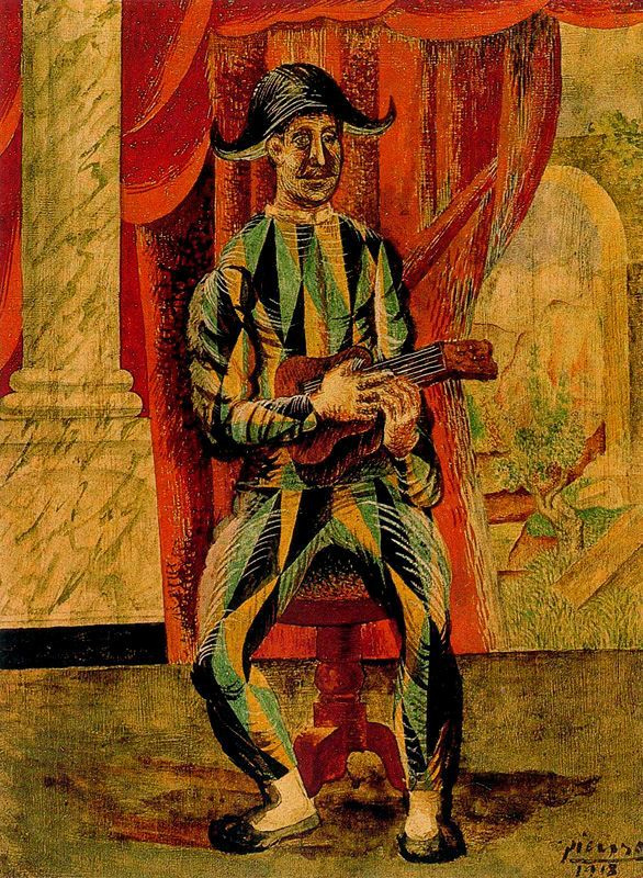 Пабло Пикассо. Арлекин с гитарой