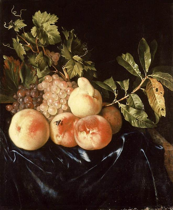Виллем Фредерик ван Ройен. Натюрморт с персиками и виноградом