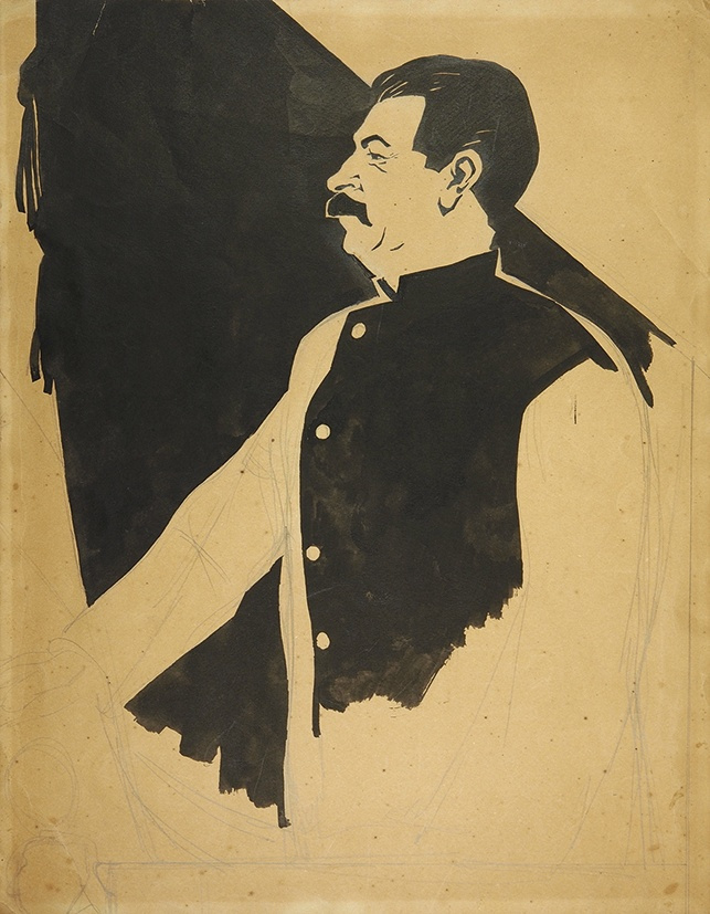 Дмитрий Стахиевич Моор (Орлов). Портрет И.В. Сталина. 1930-е  кисть. 34,8 х 27