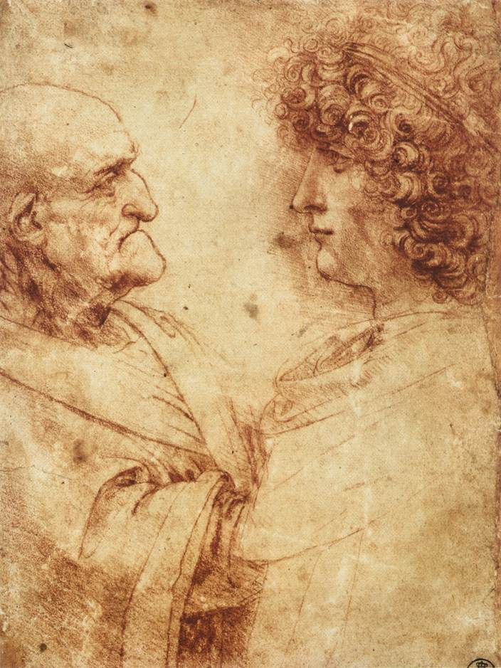 Леонардо да Винчи. Портрет старика и молодого мужчины