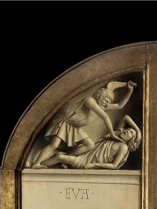 Губерт ван Эйк. Гентский алтарь. Каин и Авель (фрагмент)