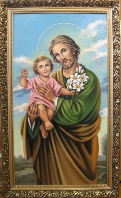 Ядвига Сенько. Св.Иосиф с Иисусом -икона католическая (холст,масло)
