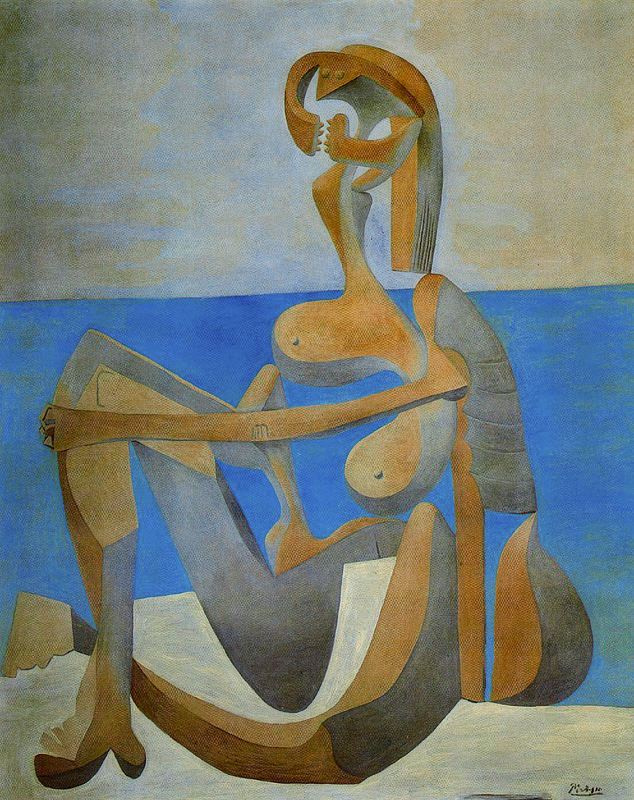 Пабло Пикассо. Купальщица, сидящая на берегу моря