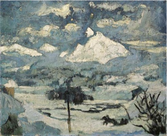 Джованни Джакометти. Зимний пейзаж в лунном свете