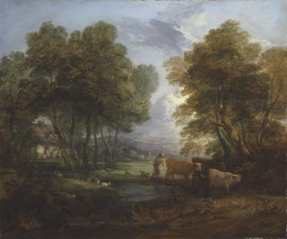 Томас Гейнсборо. Лесной пейзаж с пастухом и стадом у пруда