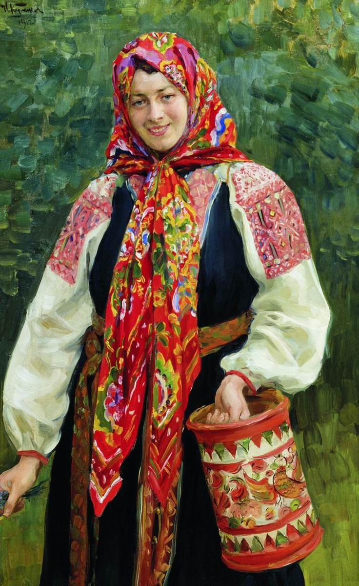 Иван Семенович Куликов. Девушка с туесом. 1912