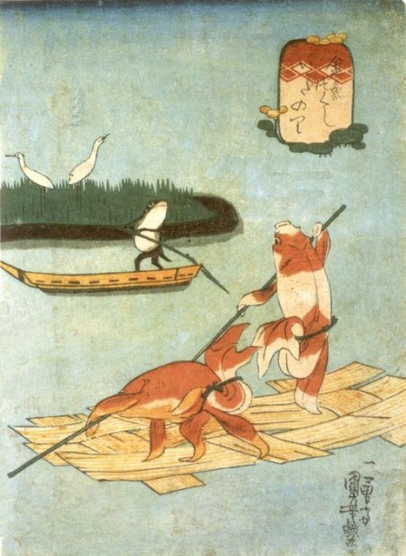 Утагава Куниёси. Японские сказки о рыбах: Путешествие на плоту