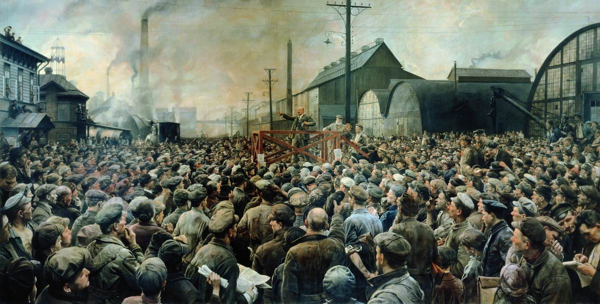 Исаак Израилевич Бродский. Выступление В.И.Ленина на митинге рабочих Путиловского завода в мае 1917 года. 1929