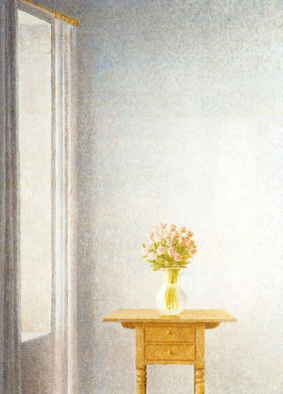 Хавьер Вальс. Стол с цветами в вазе