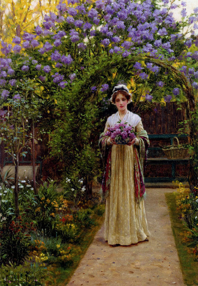 Эдмунд Блэр Лейтон. Девушка в длинном платье в саду