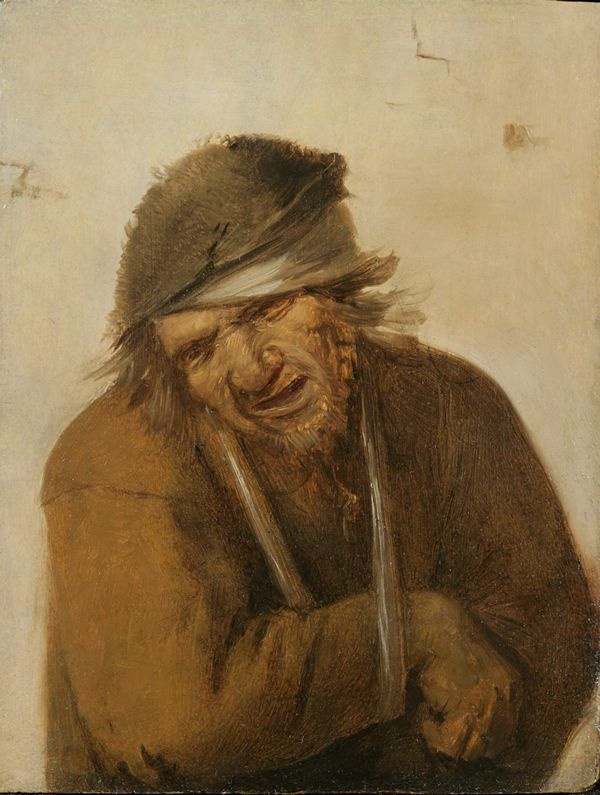 Йос ван Красбек. Гримасничающий крестьянин с подвязанной рукой