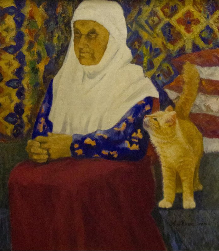 Александр Ильич Мичри. Бабушка с кошкой