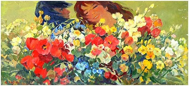 Albert Tsovyan. Wild flowers - 1971 oil on canvas - 37.0 x 81.0.