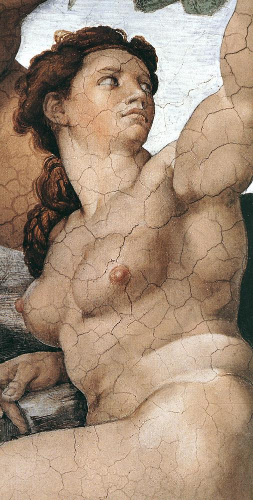 Микеланджело Буонарроти. Грехопадение и изгнание из Эдемского Сада. Ева. (Фрагмент)