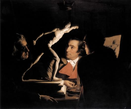 Джозеф Райт. Три человека, рассматривающие гладиатора при свечах, 1765