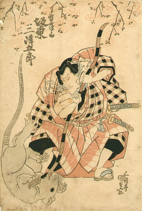 Утагава Кунисада. Актер кабуки в роли охотника на крыс