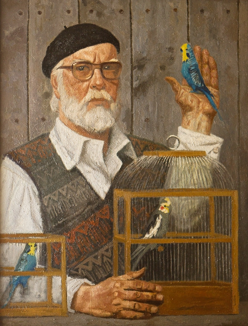 Гелий Михайлович Коржев. Автопортрет с попугаями