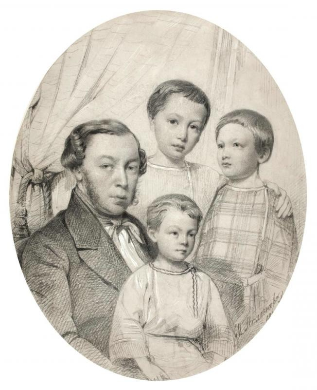 Мария Алексеевна Поленова (Воейкова). Групповой портрет Д.В. Поленова с сыновьями