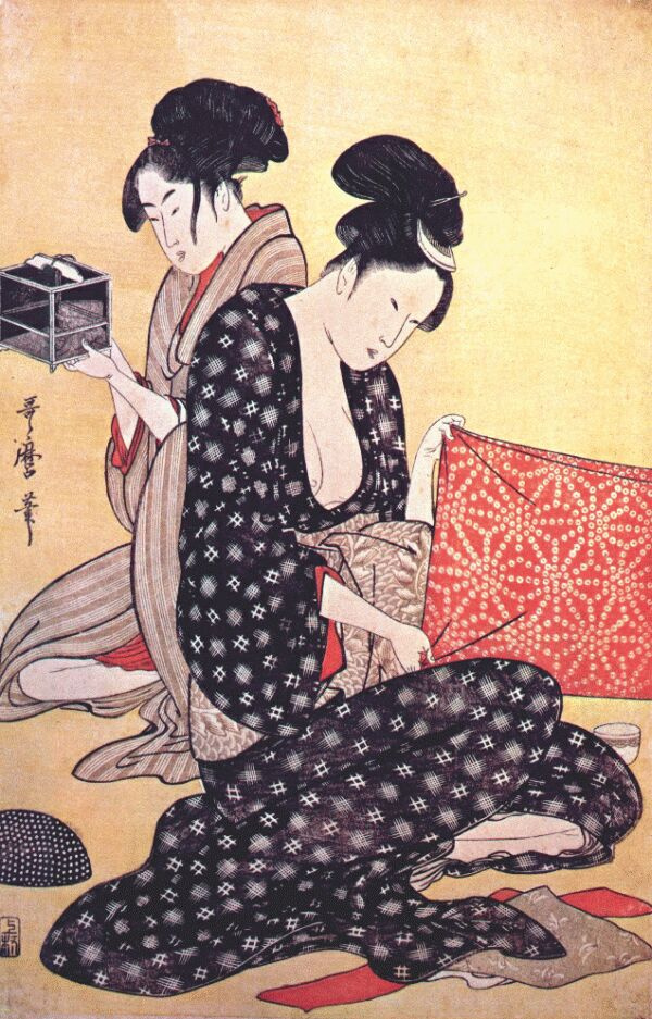 Китагава Утамаро. Женщины за пошивом платьев