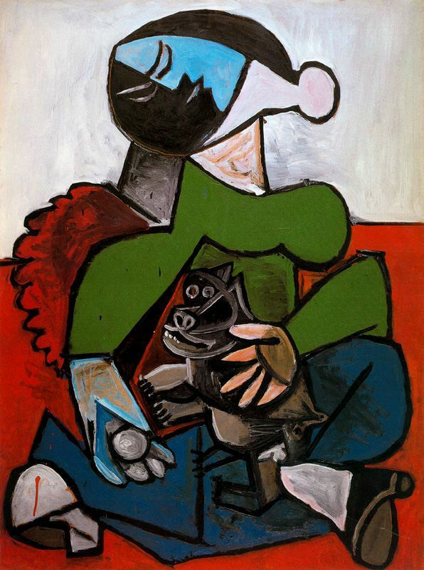 Пабло Пикассо. Сидящая женщина с собакой