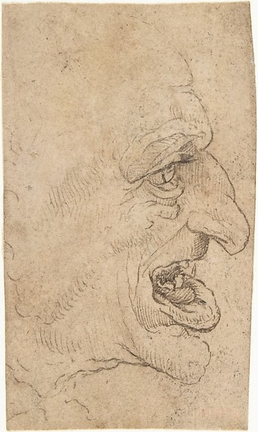 Леонардо да Винчи. Гротескная голова мужчины в профиль