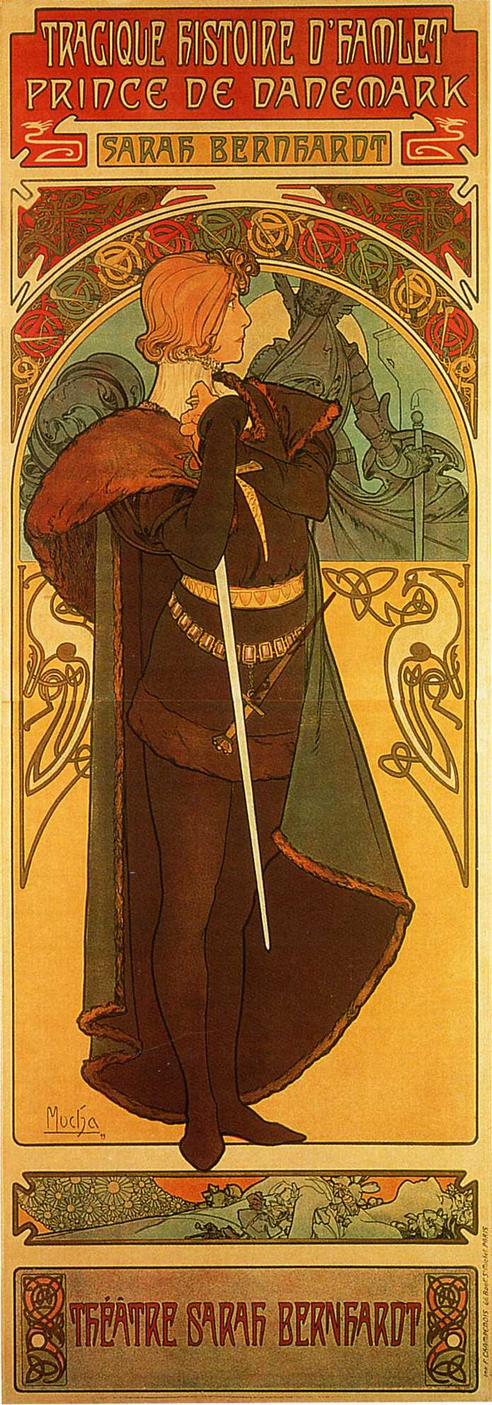 Альфонс Муха. Плакат Гамлет, Принц Датский