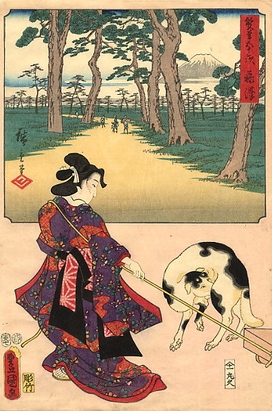 Хиросигэ Кунисада. Прогулка в саду