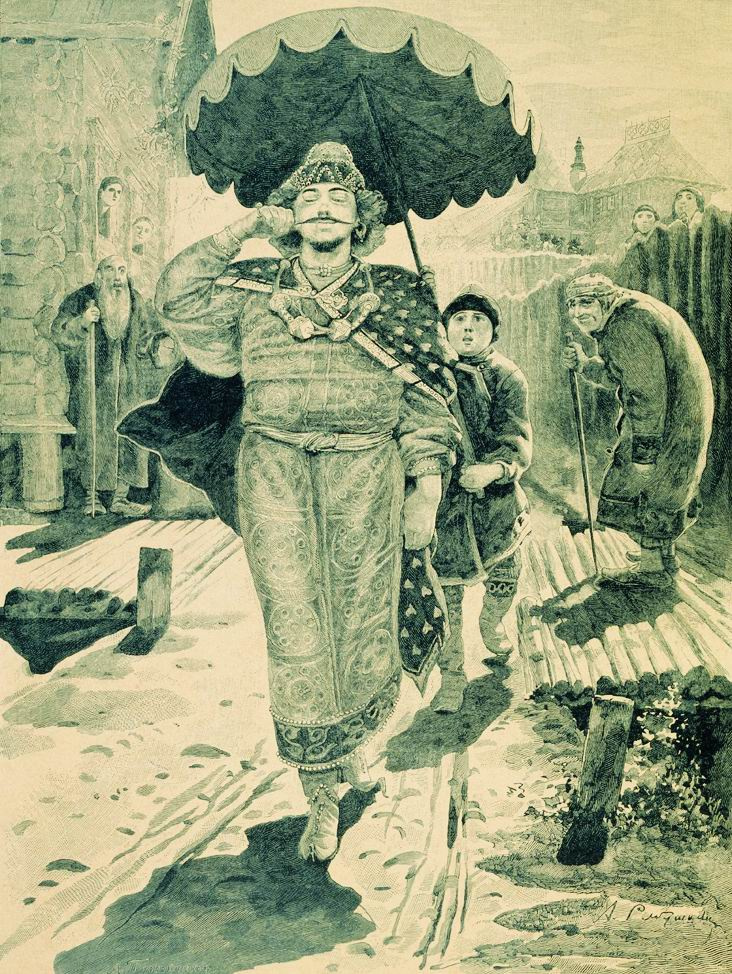 Андрей Петрович Рябушкин. Чурило Пленкович. 1895 Иллюстрация к книге "Русские былинные богатыри"