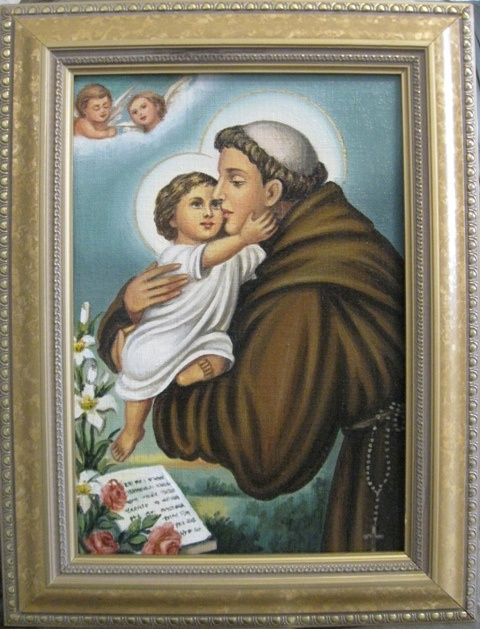 Ядвига Сенько. Св.Антоний с Иисусом -икона католическая (холст,масло)