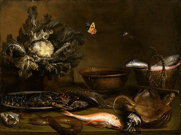 Отто Марсеус ван Скрик. Натюрморт с рыбой и цветной капустой