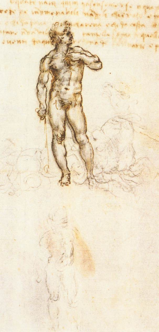Леонардо да Винчи. Набросок "Давида" Микеланджело