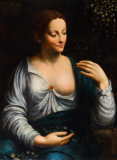 Шедевры  неизвестных художников. Портрет женщины в образе Флоры. Академия Леонардо да Винчи во Франции