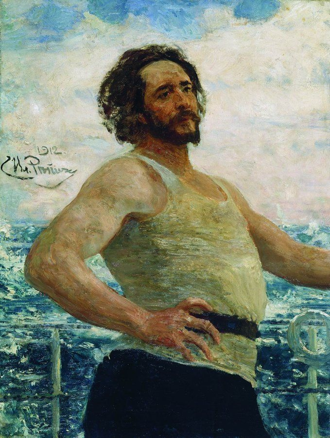 Илья Ефимович Репин. Портрет писателя Л. Н. Андреева на яхте
