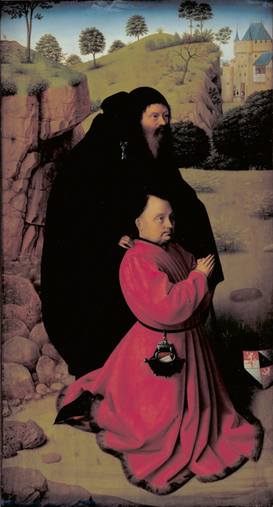 Петрус Кристус. Портрет донатора в алом под покровительством святого Антония