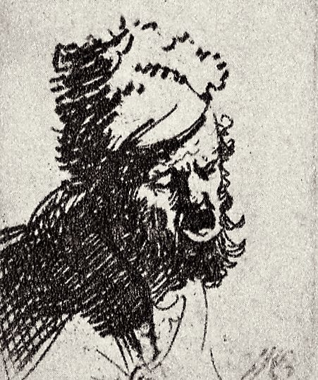 Рембрандт Харменс ван Рейн. Кричащий мужчина в меховой шапке