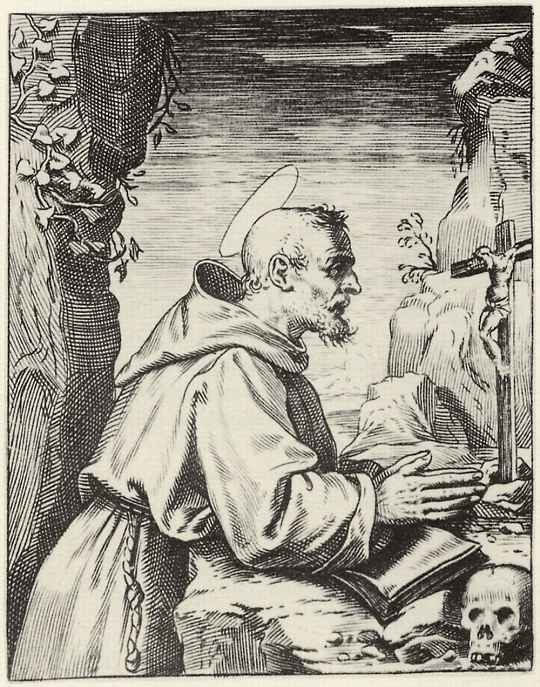 Агостино Карраччи. Святой Франциск, молящийся перед Распятием