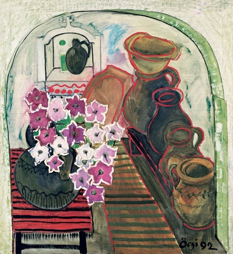 Ференц Семан. Кувшин с цветами в интерьере