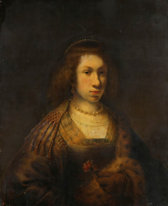 Фердинанд Балтасарс Боль. Портрет молодой женщины с гвоздикой