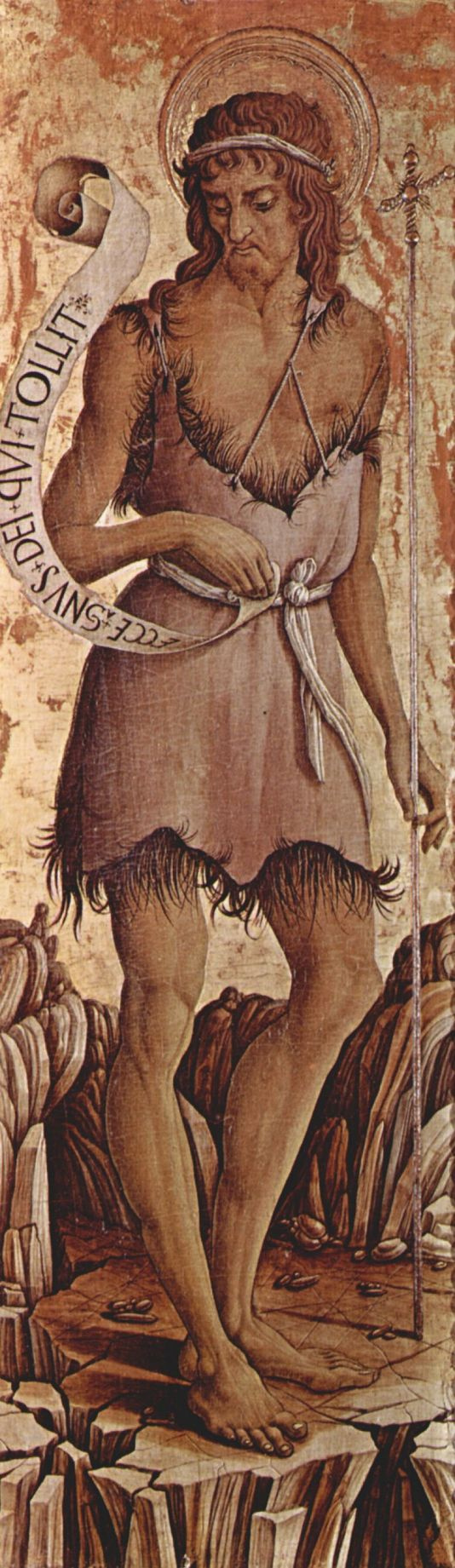 Карло Кривелли. Святой Иоанн Креститель. Алтарь из церкви Сан Сильвестро в Масса Фермана, крайняя левая доска