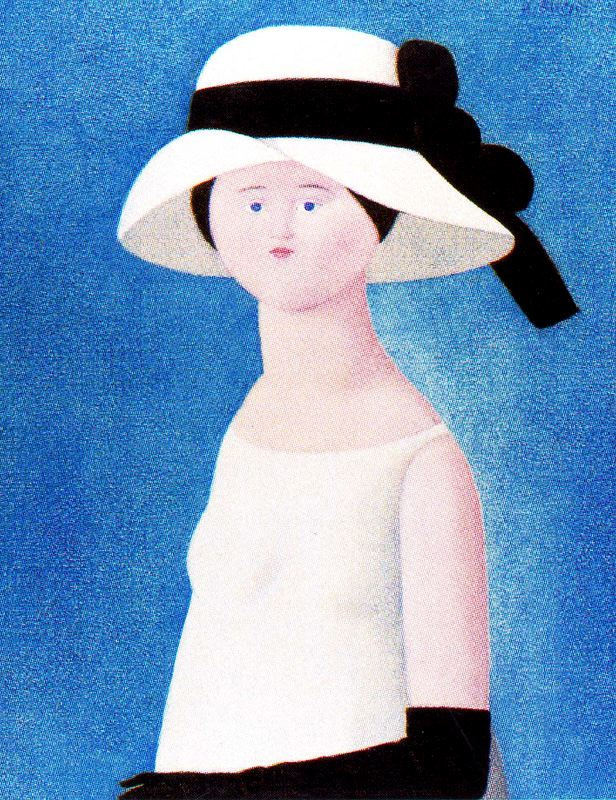 Антонио Буэно. Дама в белой шляпке с черной лентой