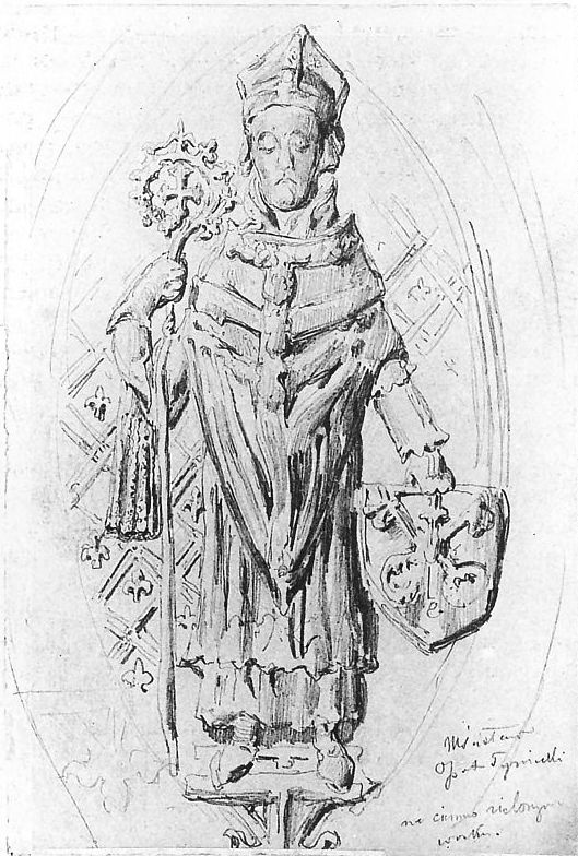 Ян Матейко. Мстислав, рисунок надгробия монастыря XIV века. Эскиз