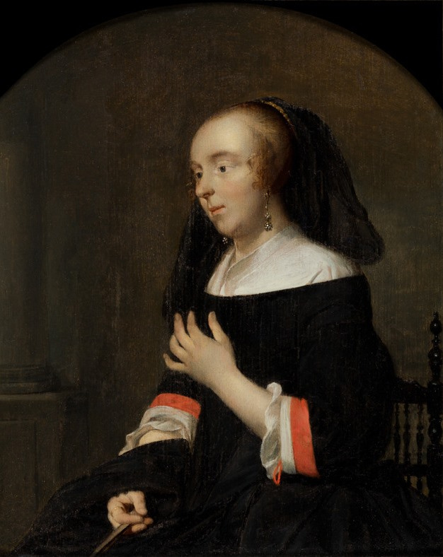 Габриель Метсю. Портрет жены художника Изабеллы де Вольф. Часть диптиха семейного портрета