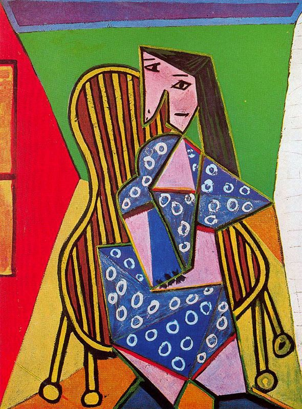 Пабло Пикассо. Женщина в полосатом кресле