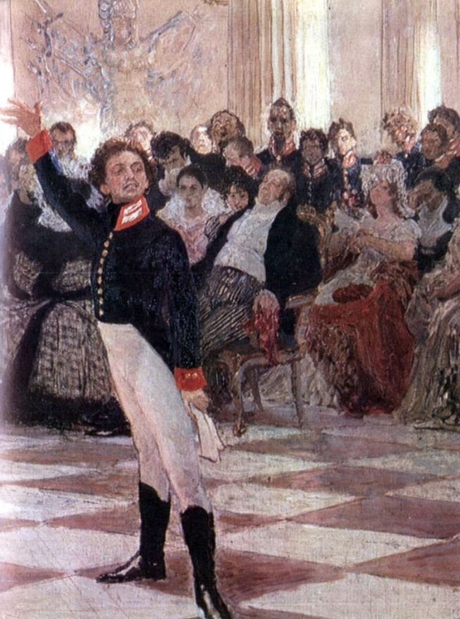 Илья Ефимович Репин. А. С. Пушкин на акте в Лицее 8 января 1815 года. Фрагмент
