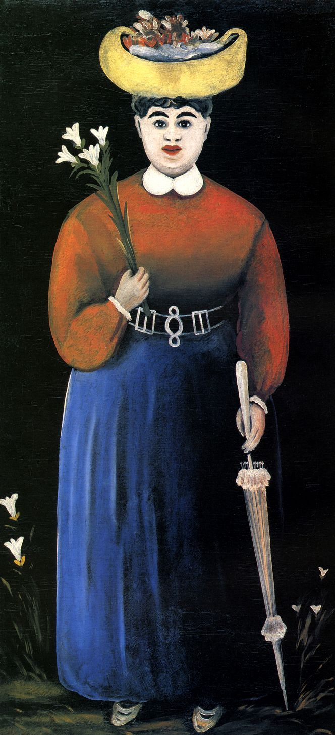 Нико Пиросмани (Пиросманашвили). Женщина с ирисами и зонтом