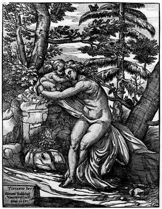 Тициан Вечеллио. Венера и Купидон в лесу