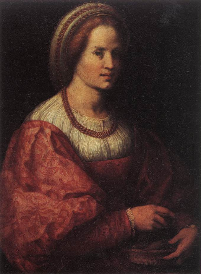 Андреа дель Сарто. Портрет женщины с корзиной шпиндели
